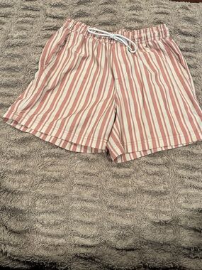 RSQ Men's Pink & Cream Striped Drawstring Shorts
